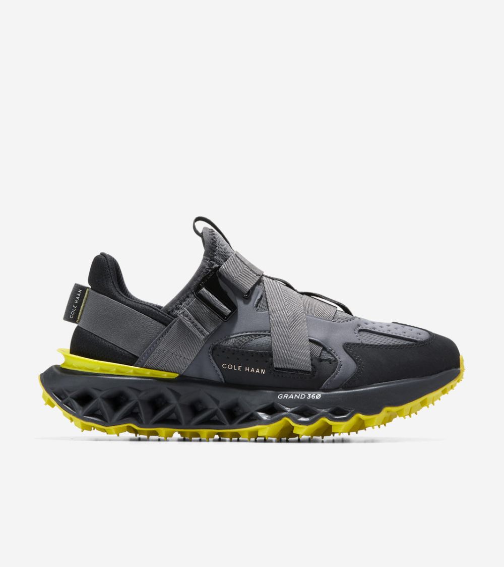 Cole Haan Men's 5.ZEROGRAND Monk Strap Running Shoes - Gray Pinstripe-Sulphur Spring-Black | Canada Outlet
