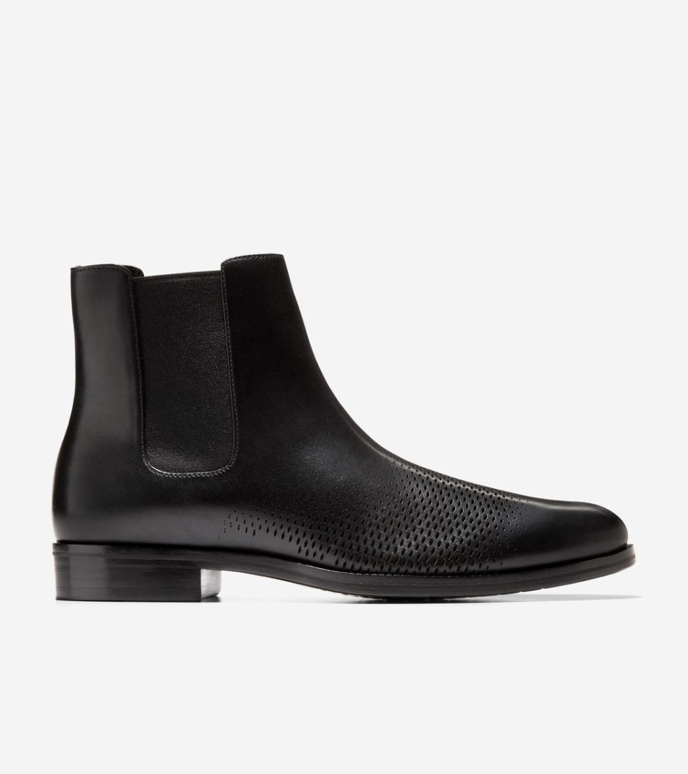 Cole Haan Men's Washington Grand Laser Chelsea Boots - Black | Canada Outlet