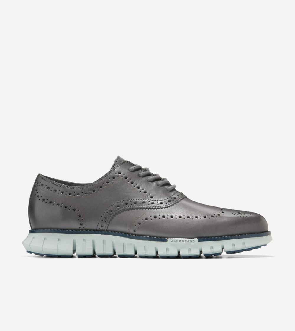 Cole Haan Men's ZEROGRAND Remastered Wingtip Oxfords - Tornado Gray-Cloud Blue | Canada Outlet