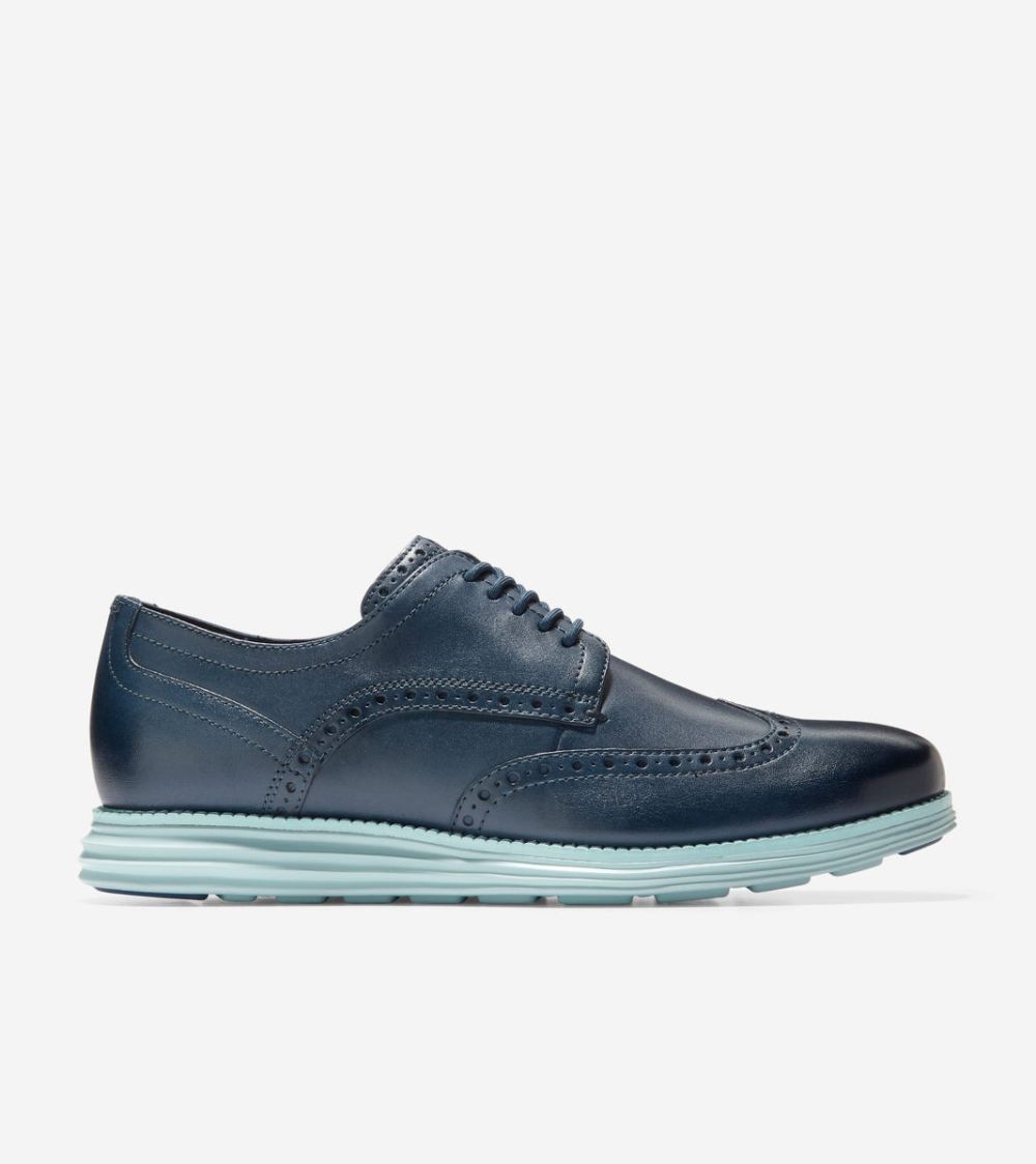 Cole Haan Men's OriginalGrand Wingtip Oxfords - Blue Wing Teal-Cloud Blue | Canada Outlet