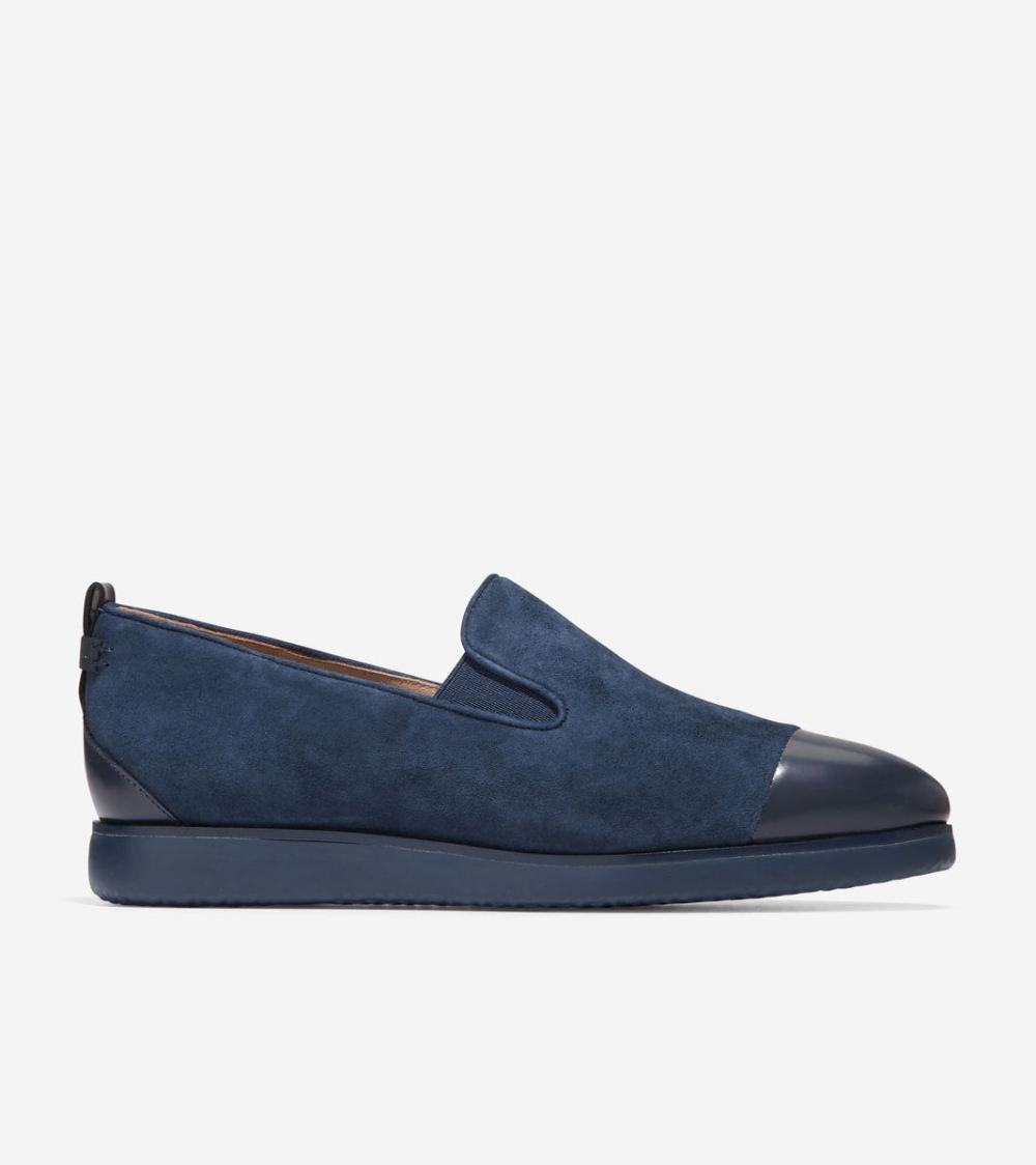 Cole Haan Women's Grand Ambition Slip-On Loafer - Navy Blazer Suede | Canada Outlet