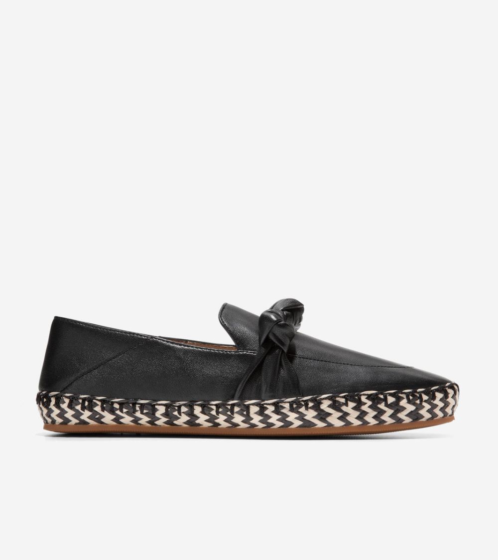 Cole Haan Women's Cloudfeel Knotted Espadrille - Black Leather | Canada Outlet
