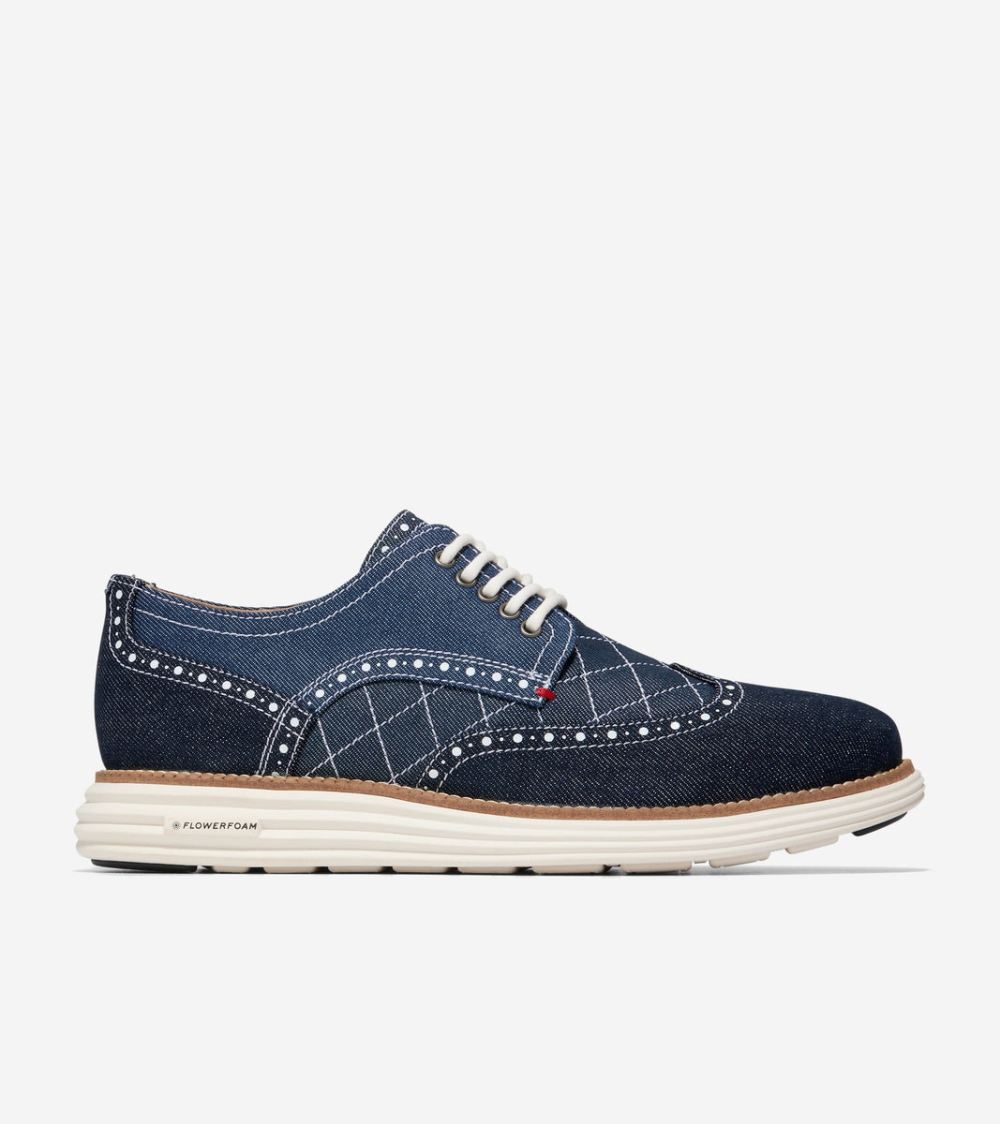 Cole Haan Men's OriginalGrand Wingtip Oxford - Blue Denim-Ivory | Canada Outlet