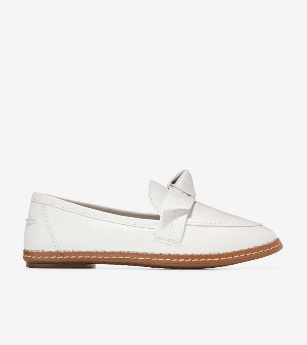 Cole Haan Women's Cloudfeel All-Day Bow Loafer - Optic White Leather | Canada Outlet
