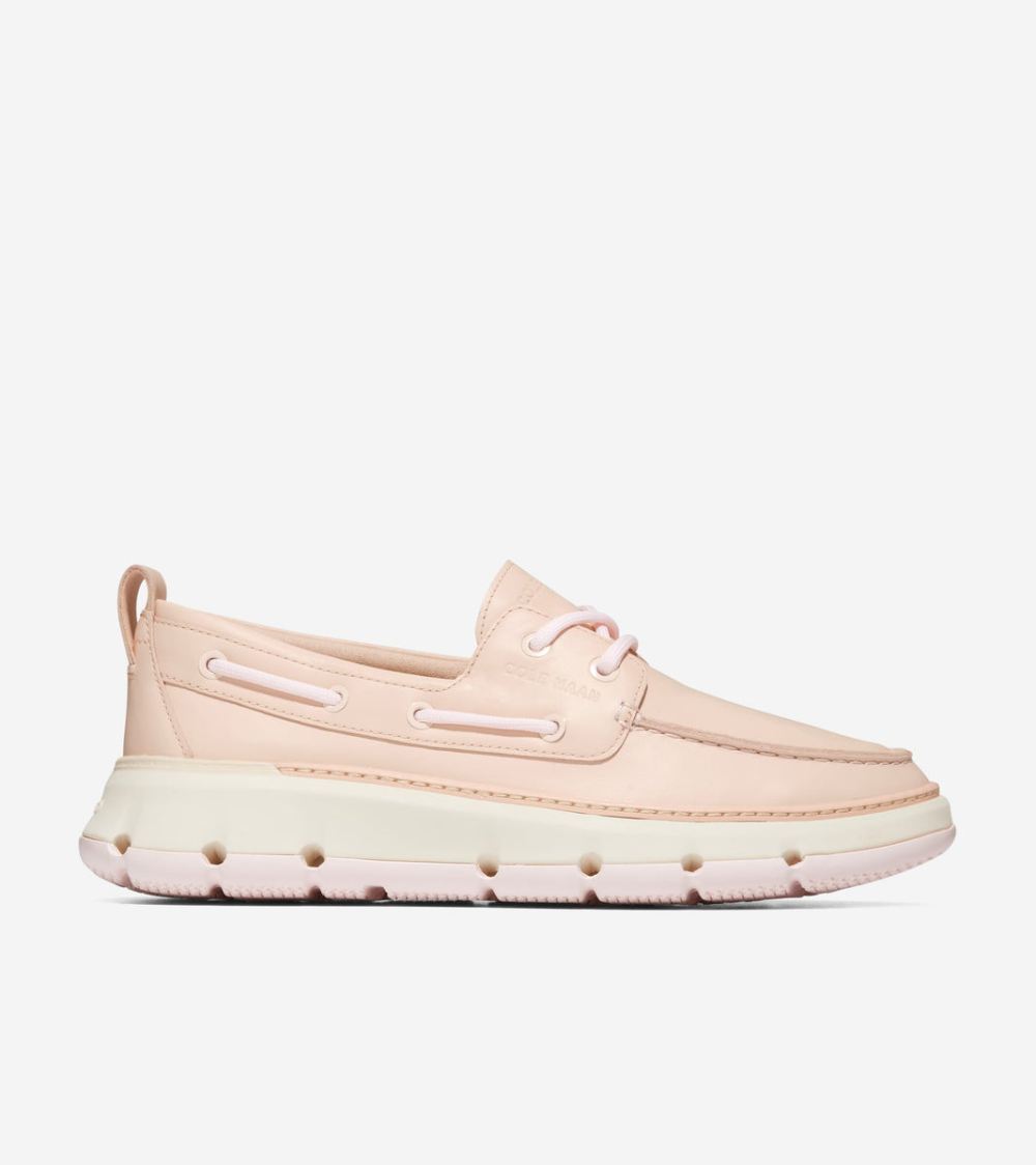 Cole Haan Women's 4.ZEROGRAND Regatta Boat Shoe - Bleached Tan-Ivory-Rosewater | Canada Outlet