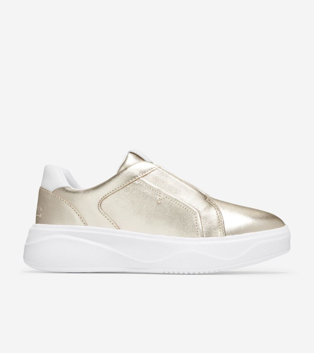 Cole Haan Women's GrandPro Demi Slip On Sneaker - Gold Talca-Optic White | Canada Outlet