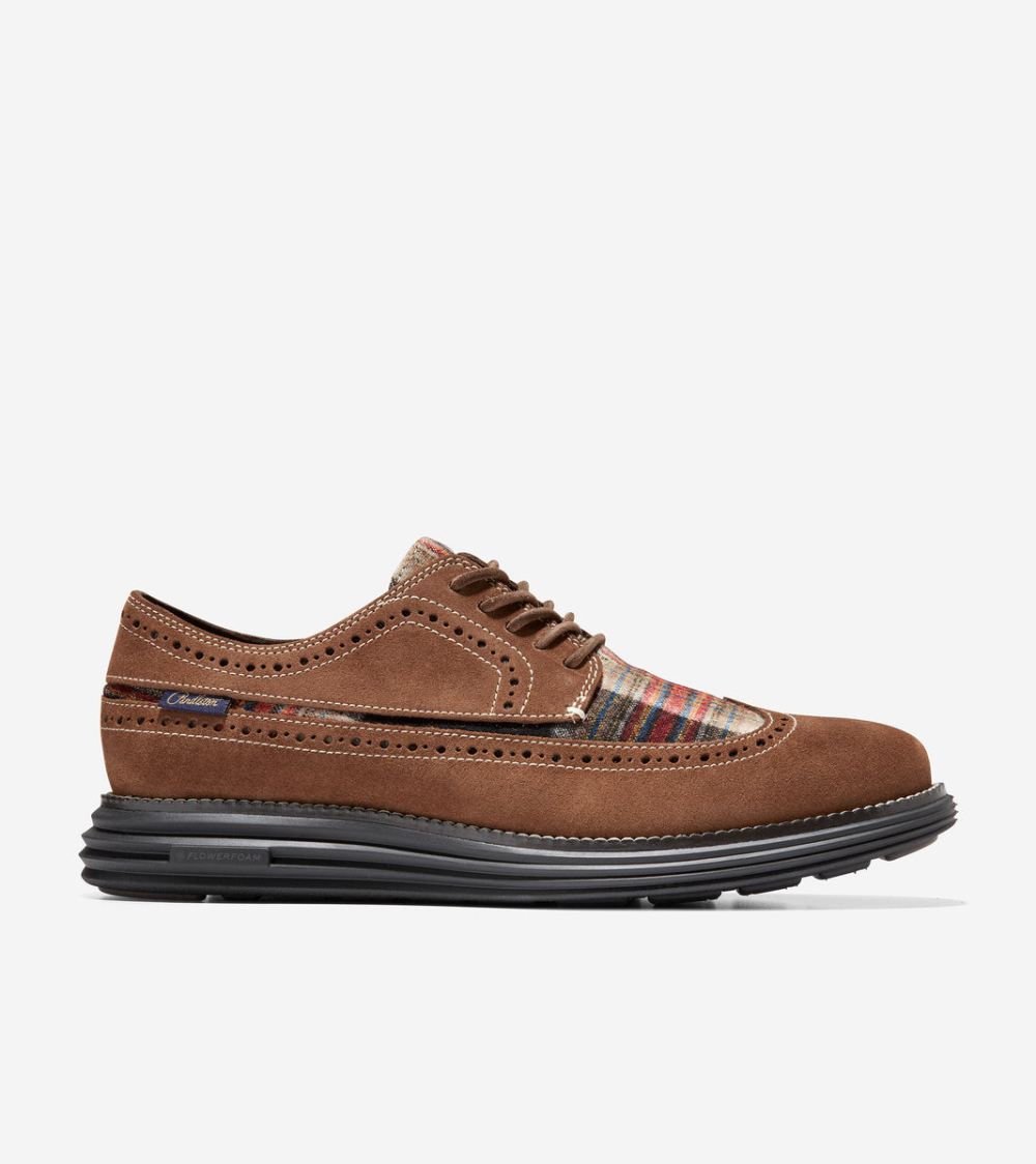 Men's Cole Haan x Pendleton OriginalGrand Longwing Oxford - Lumber-Acadia Plaid-Caviar | Canada Outlet