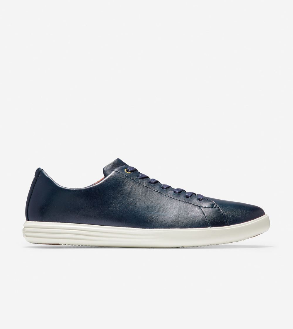 Cole Haan Men's Grand Crosscourt Sneaker - Navy Burnished Leather | Canada Outlet