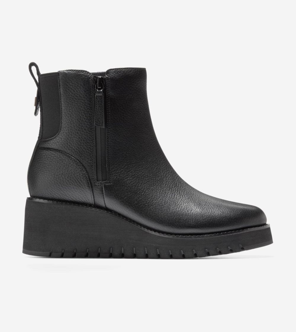 Cole Haan Women's ZEROGRAND City Wedge Side Zip Boot - Black | Canada Outlet
