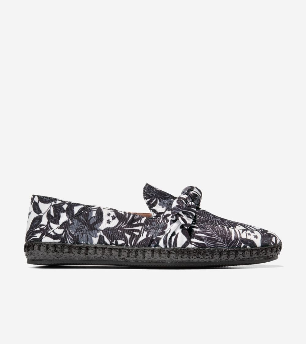 Cole Haan Women's Cloudfeel Knotted Espadrille - Black-Ivory Beverly Floral Print | Canada Outlet
