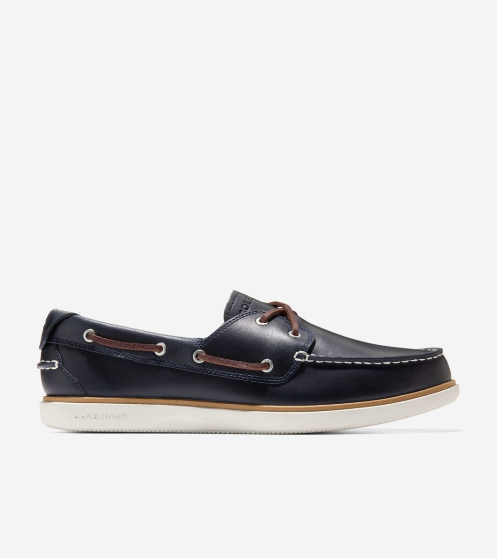 Cole Haan Men's GrandPro Windward Boat Shoes - Navy Blazer-Madeira-Ivory | Canada Outlet