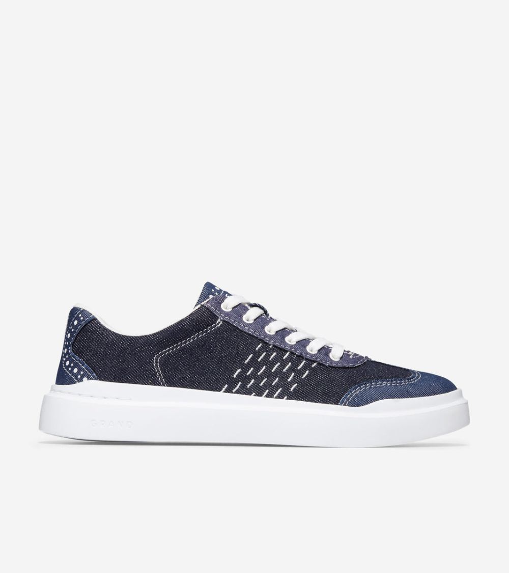 Cole Haan Women's GrandPro Rally Canvas T-Toe Sneaker - Blue Denim-Optic White | Canada Outlet