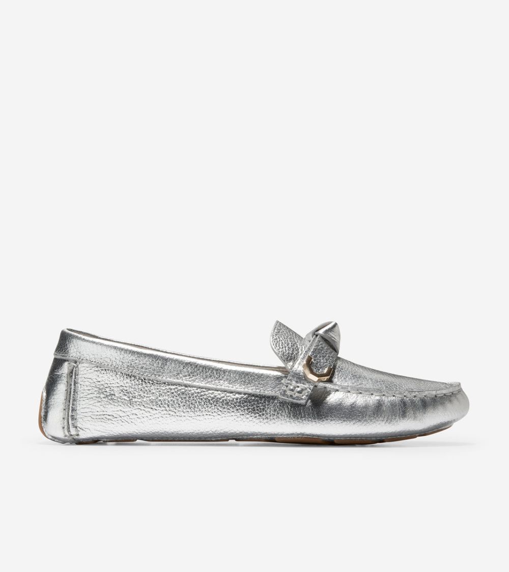 Cole Haan Women's Evelyn Bow Driver - Silver Leather | Canada Outlet