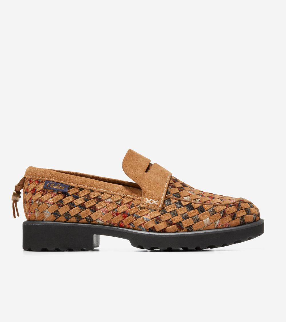 Cole Haan Women's Cole Haan x Pendleton Geneva Penny Loafer - Acadia Plaid-Golden Honey-Caviar | Canada Outlet