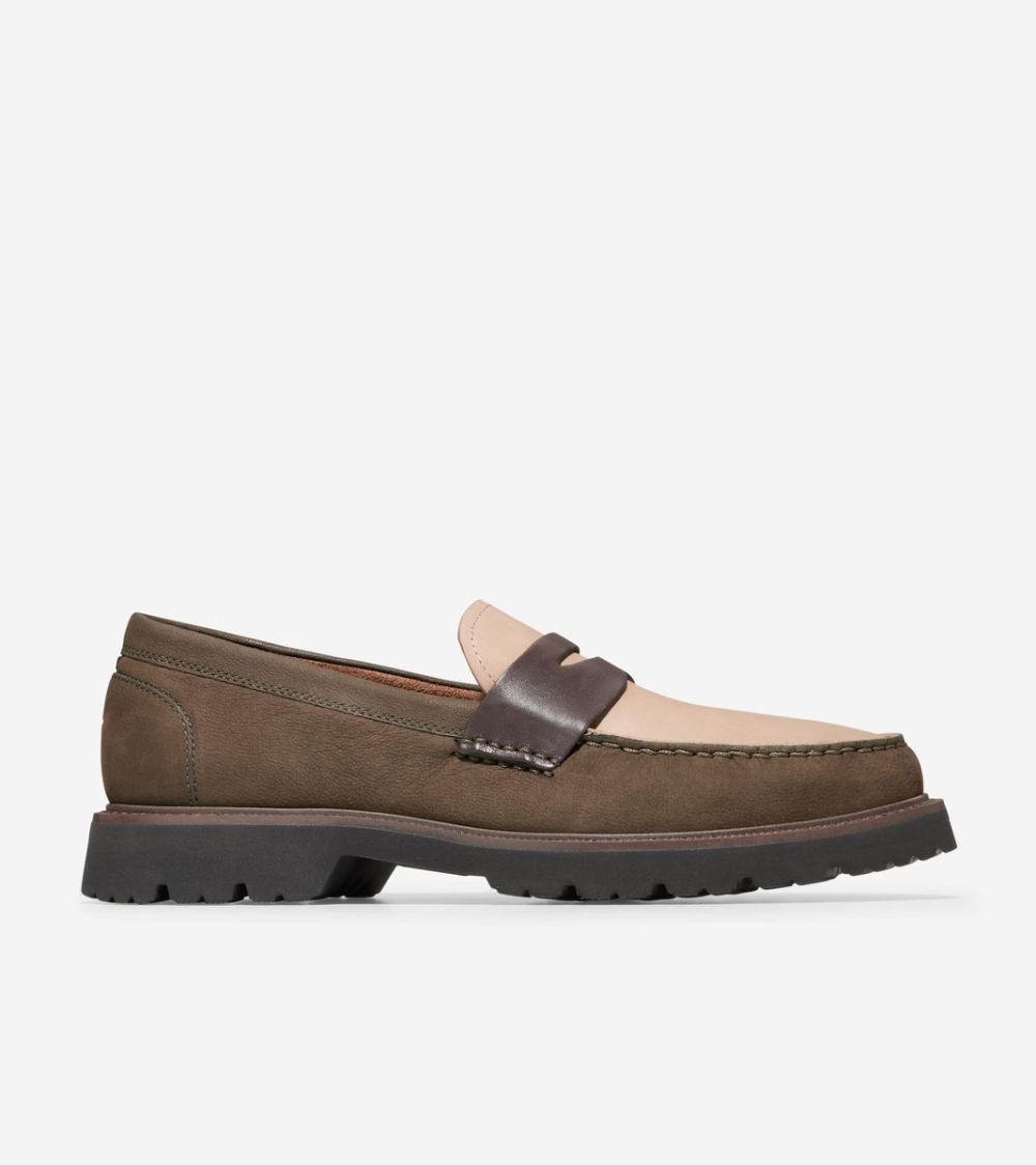 Cole Haan Men's American Classics Penny Loafer - Olive-Dark Latte-Dark Chocolate | Canada Outlet
