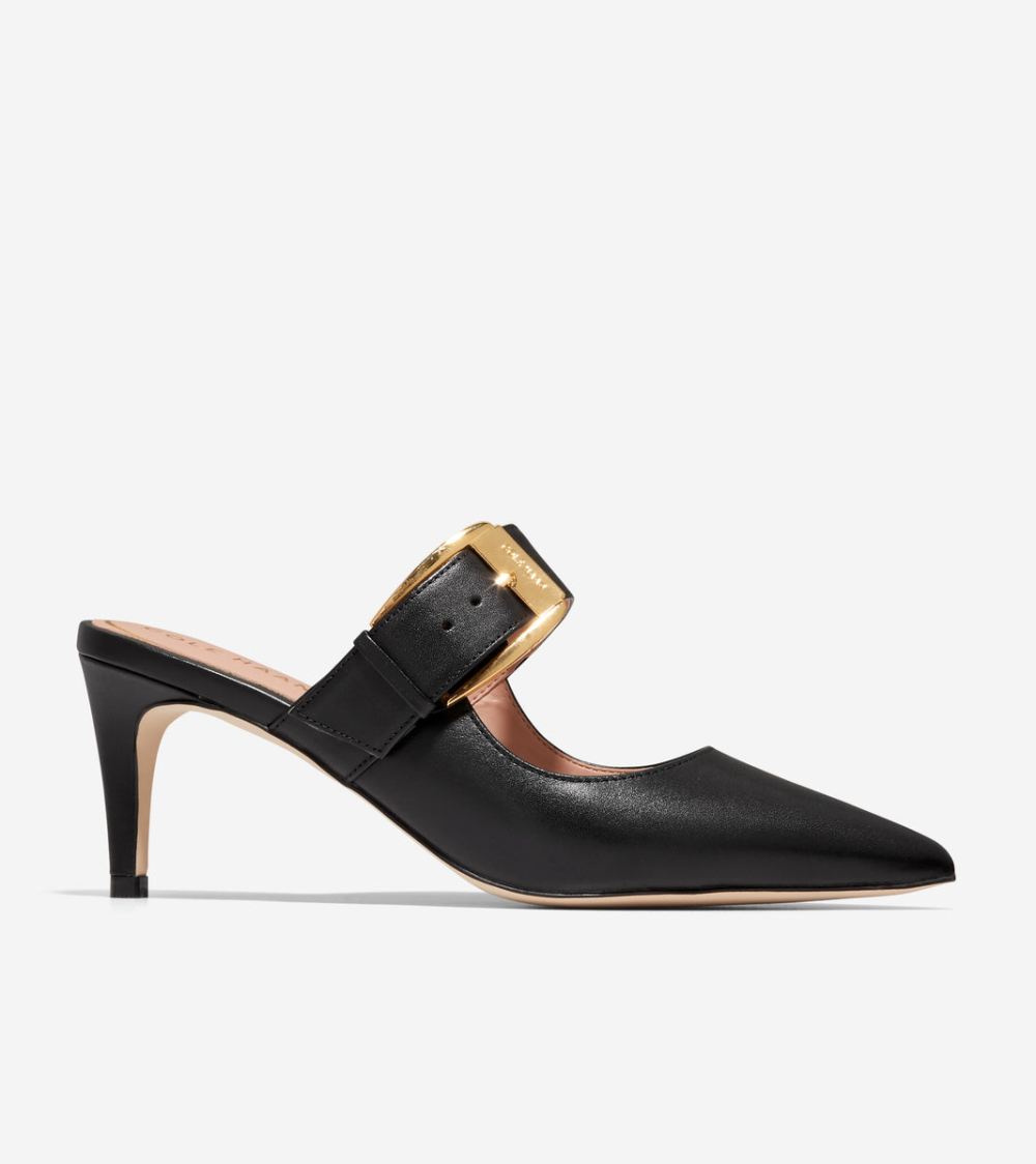 Cole Haan Women's Vandam Heeled Buckle Mule - Black | Canada Outlet