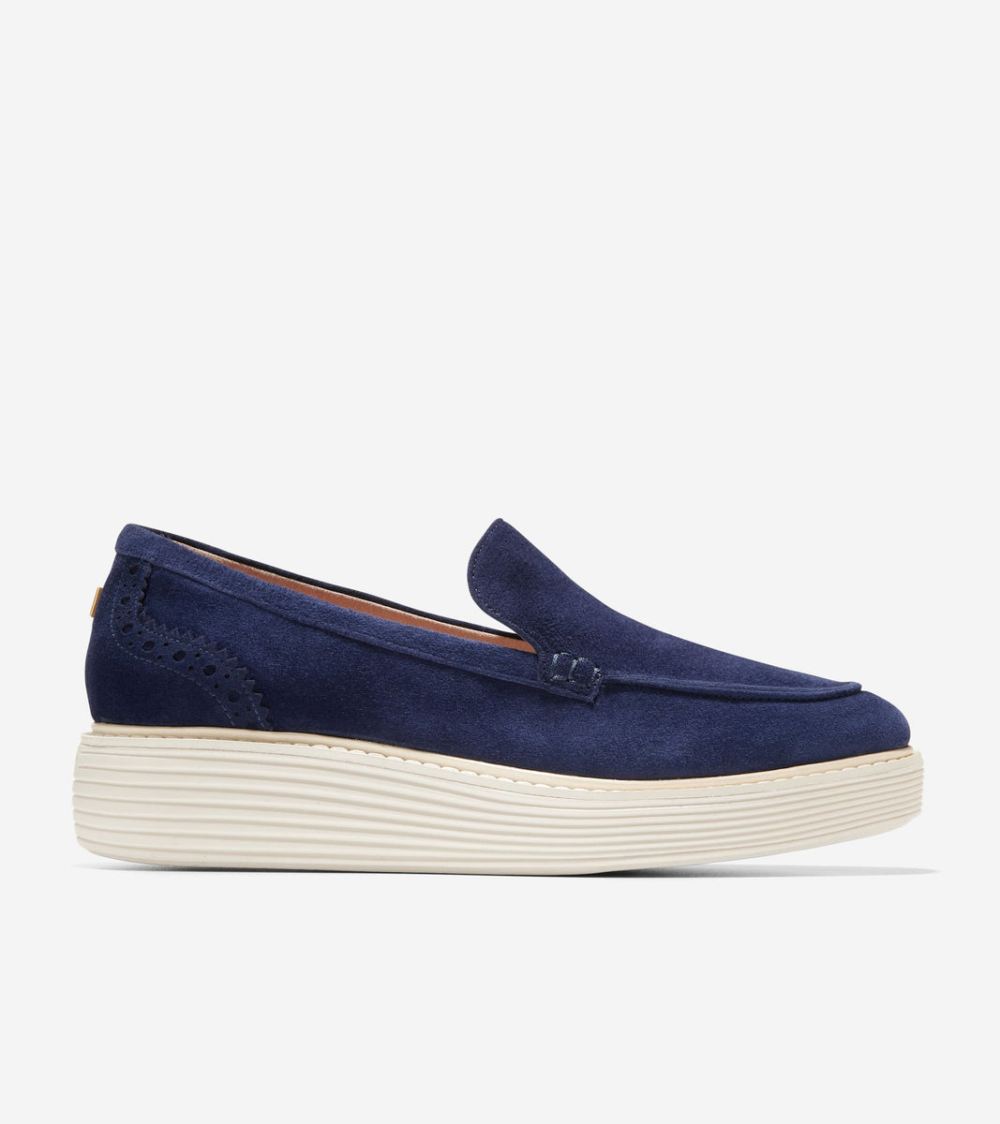 Cole Haan Women's OriginalGrand Platform Venetian Loafer - Evening Blue-Ivory | Canada Outlet