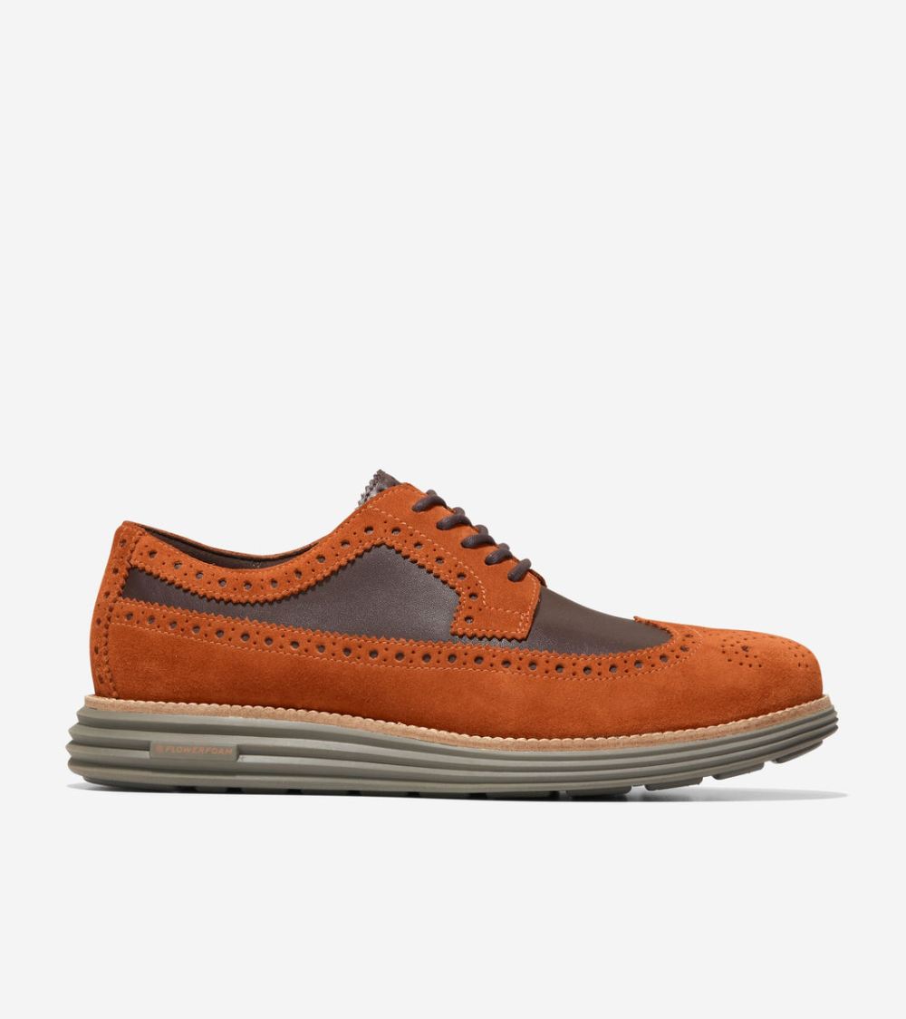 Cole Haan Men's OriginalGrand Remastered Longwing Oxford - Red Brown-Dark Chocolate-Deep Olive | Canada Outlet