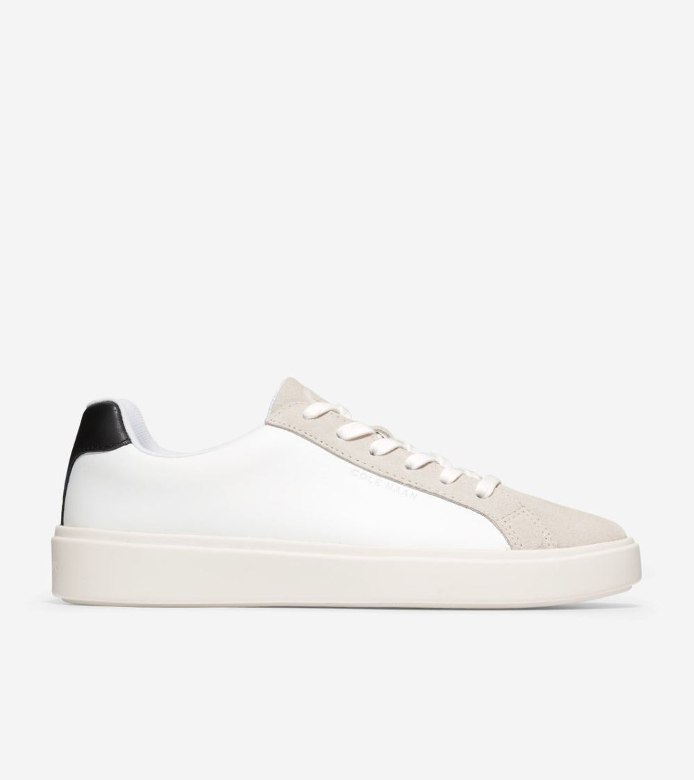 Cole Haan Women's Grand Crosscourt Daily Sneakers - Optic White-Birch Suede-Black | Canada Outlet