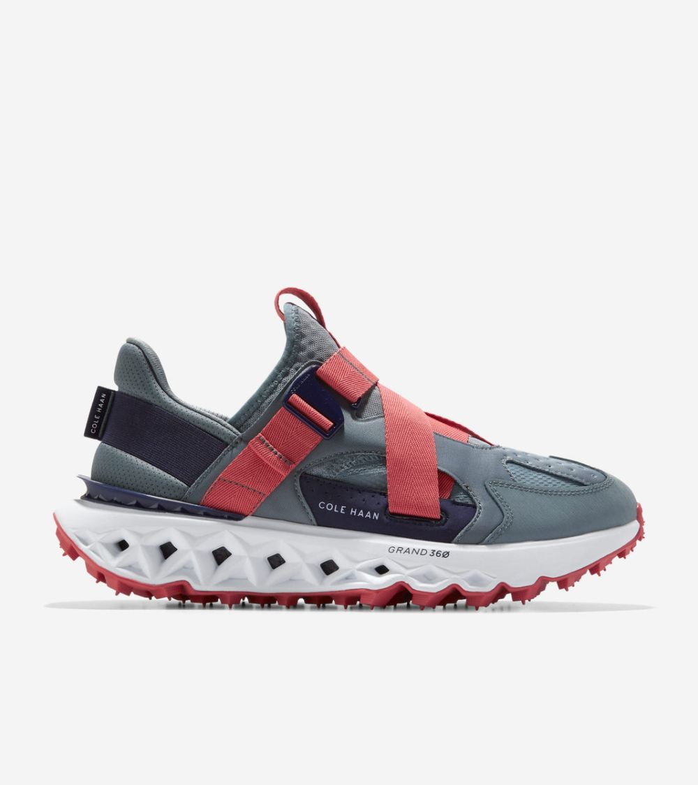 Cole Haan Men's 5.ZEROGRAND Monk Strap Running Shoes - Storm Gray-Mineral Red-Optic White | Canada Outlet