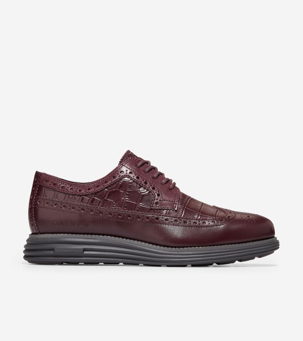 Cole Haan Men's OriginalGrand Longwing Oxford - Cordovan Croc Print-Black | Canada Outlet