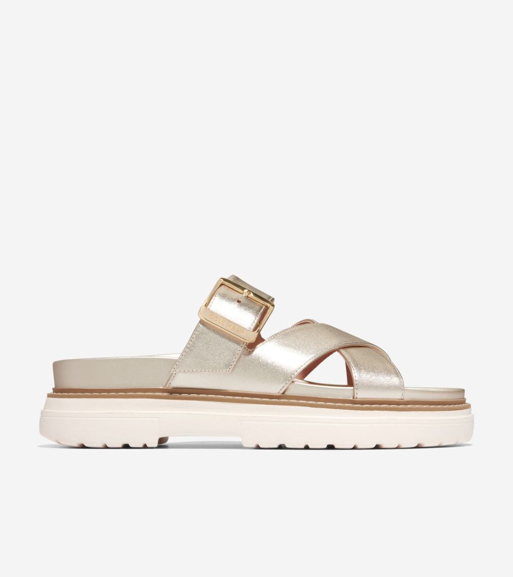 Cole Haan Women's Fraya Slide Sandal - Soft Gold Leather | Canada Outlet