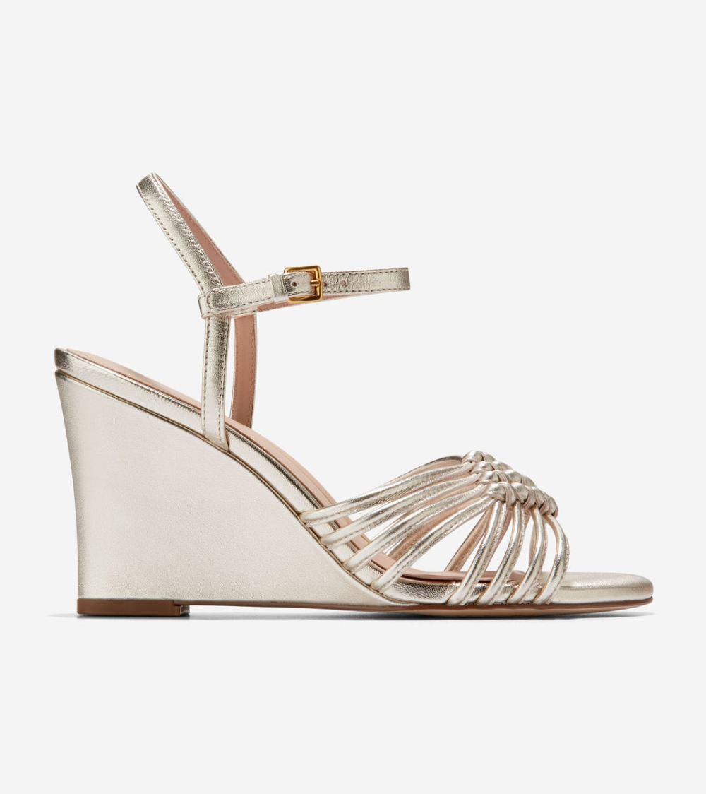Cole Haan Women's Jitney Knot Wedge Sandals - Soft Gold | Canada Outlet