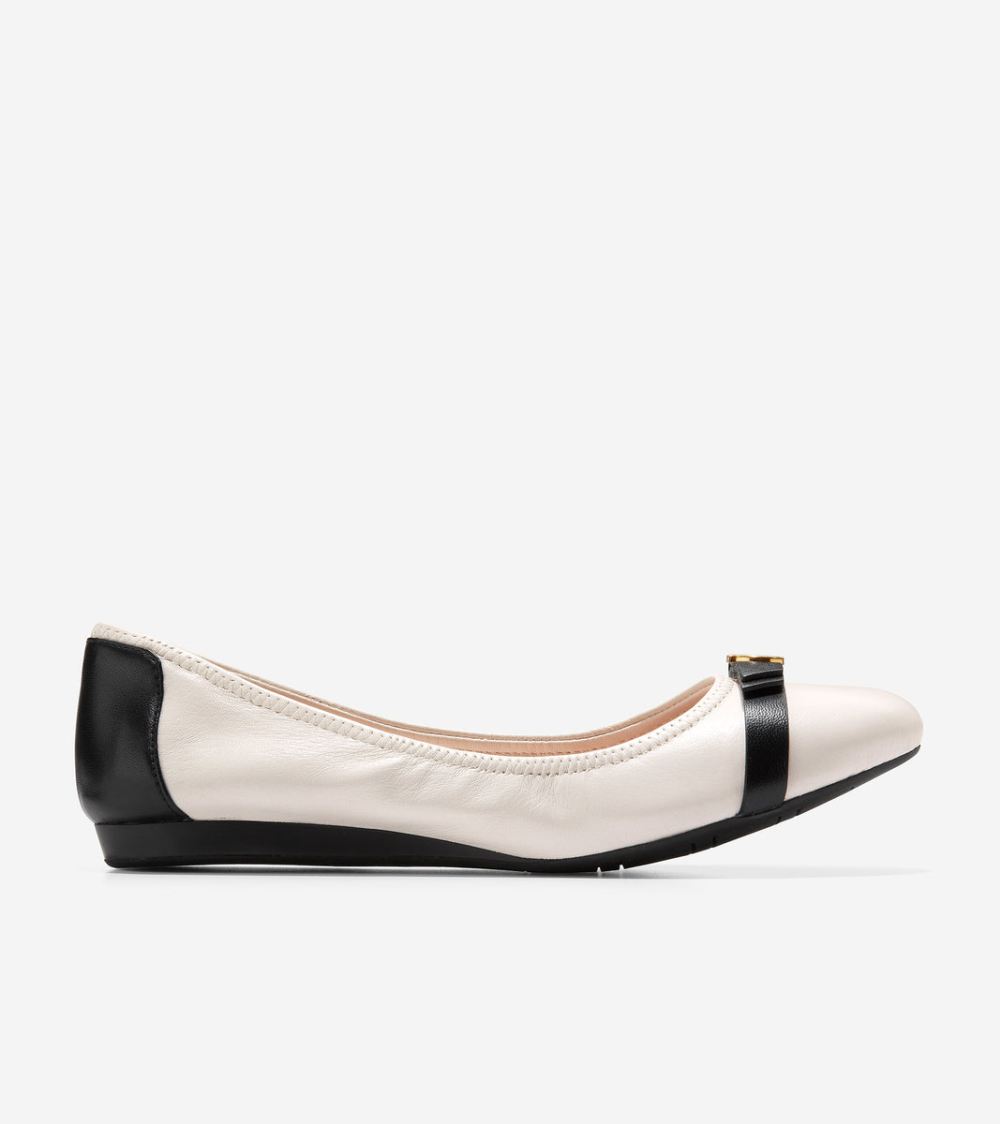 Cole Haan Women's Tova Bow Ballet - Ivory-Black | Canada Outlet