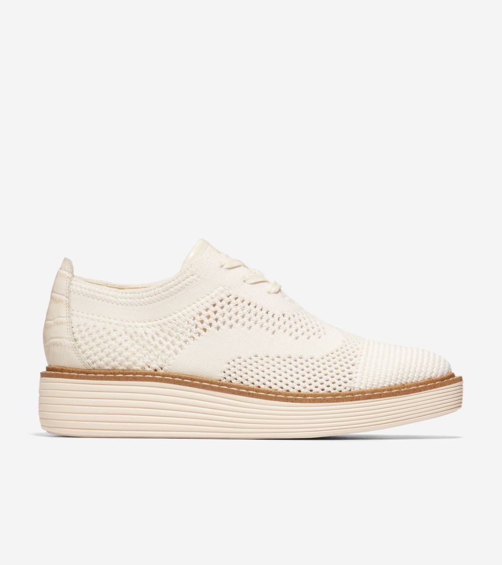 Cole Haan Women's OriginalGrand Platform Oxfords - Ivory Stitchlite Croc Print-Sandollar | Canada Outlet