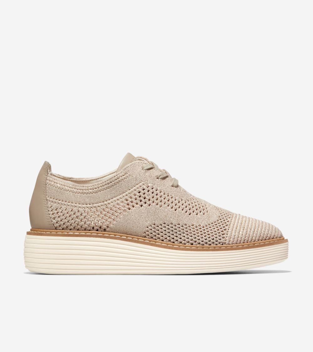 Cole Haan Women's OriginalGrand Platform Wingtip Oxford - Rye Knit-Ivory Stitchlite | Canada Outlet