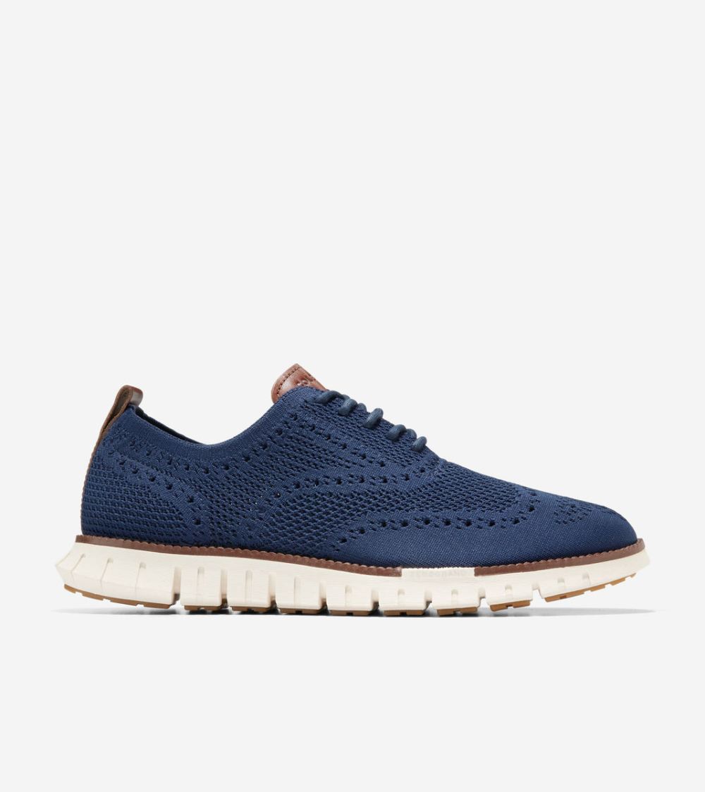 Cole Haan Men's ZEROGRAND Remastered Stitchlite Wingtip Oxfords - Marine Blue Stitchlite Ivory | Canada Outlet