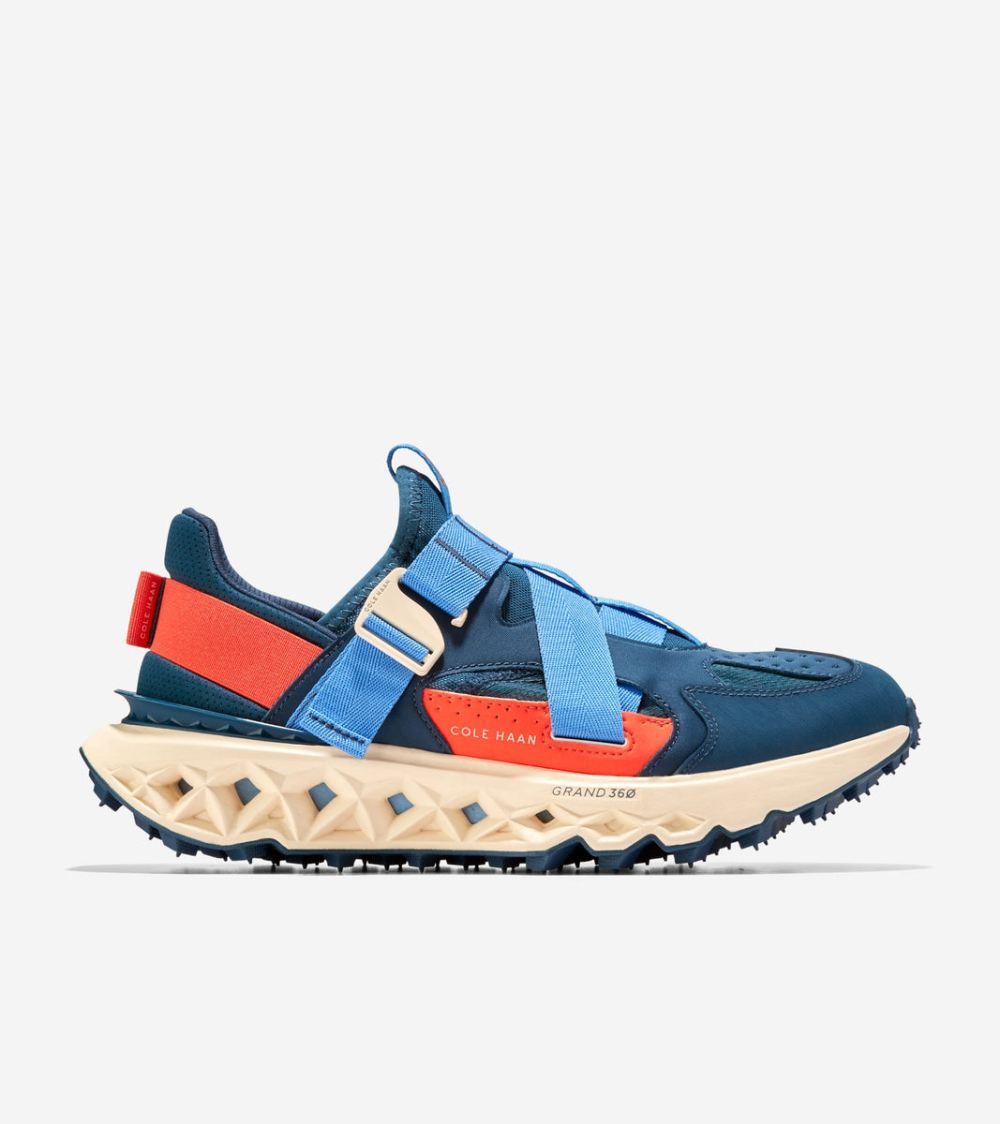Cole Haan Men's 5.ZEROGRAND Monk Strap Running Shoes - Blue Wing Teal-Marina-Vanilla | Canada Outlet
