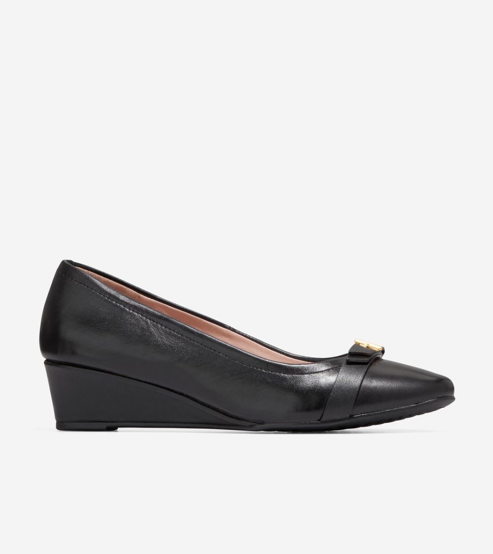 Cole Haan Women's Malta Wedge - Black Leather | Canada Outlet