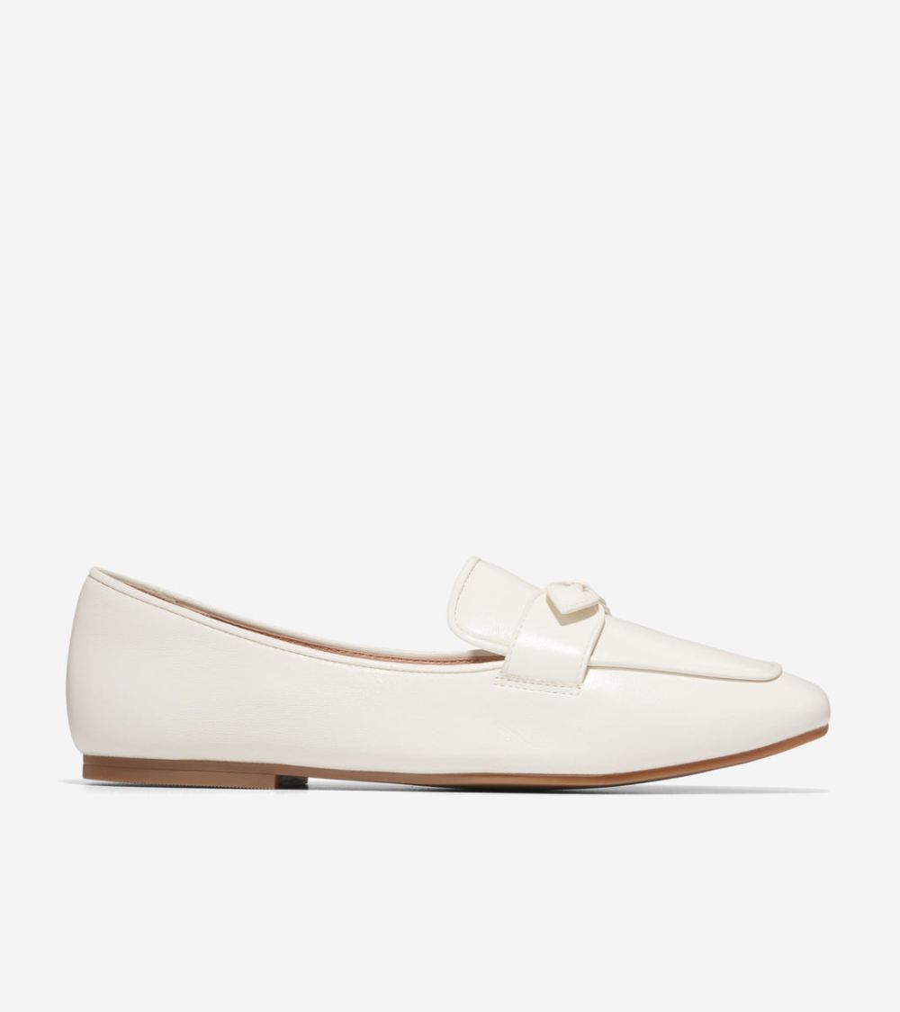 Cole Haan Women's York Bow Loafer - Egret Leather | Canada Outlet