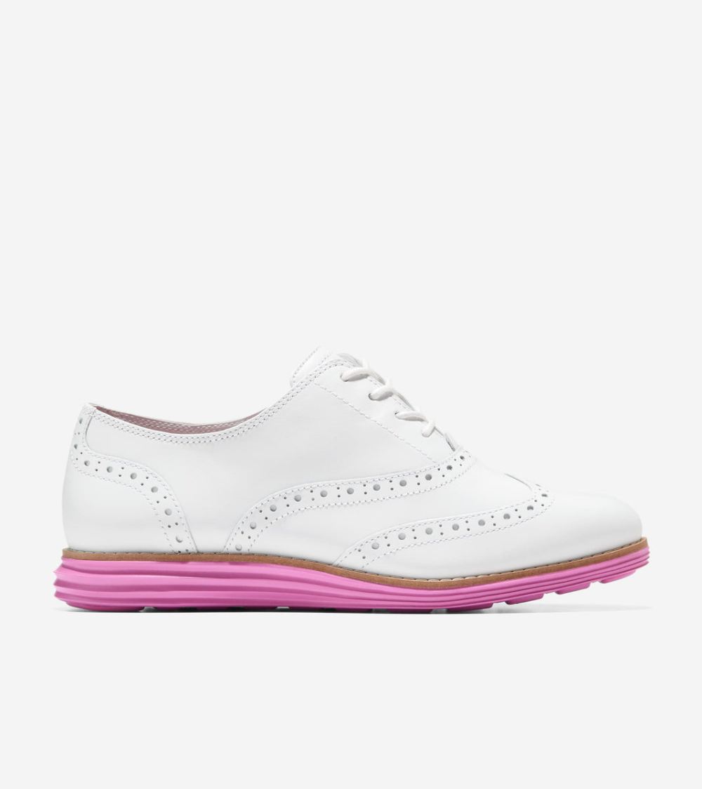 Cole Haan Women's OriginalGrand Wingtip Oxford - Optic White-Cyclamen | Canada Outlet