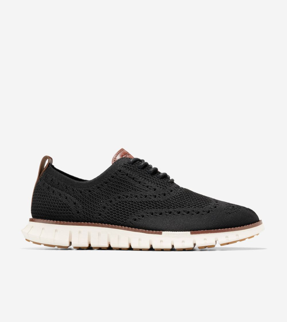 Cole Haan Men's ZEROGRAND Remastered Stitchlite Wingtip Oxfords - Black Stitchlite Ivory | Canada Outlet