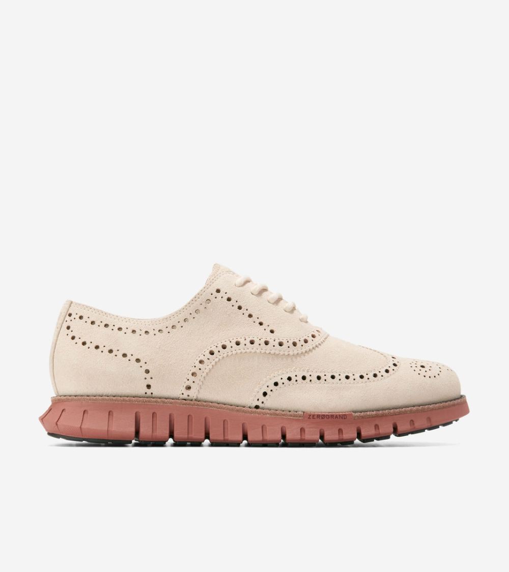 Cole Haan Men's ZEROGRAND Remastered Unlined Wingtip Oxfords - Whitecap Gray-Dark Chocolate-Red Burl | Canada Outlet