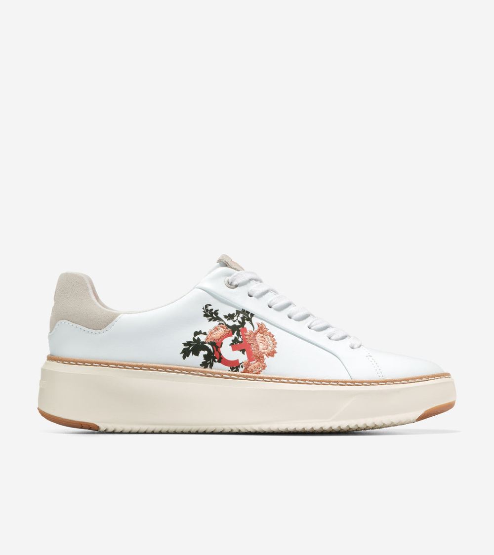 Cole Haan Women's GrandPro Topspin Sneaker - White-Ivory-Floral Print | Canada Outlet