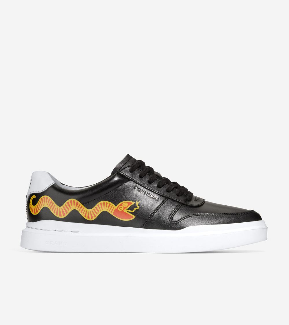 Women's Cole Haan x Keith Haring GrandPro Rally Court Sneaker - Black Leather-White | Canada Outlet