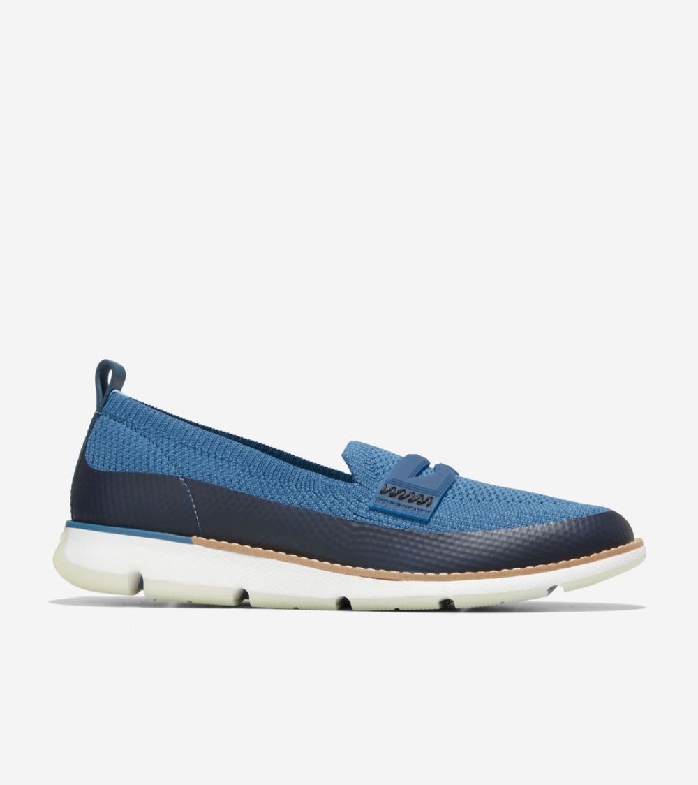 Cole Haan Women's 4.ZEROGRAND Loafer - Blue Knit-Optic White Stitchlite | Canada Outlet