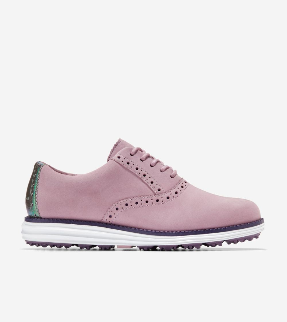 Cole Haan Women's OriginalGrand Shortwing Golf Shoes - Mauve Shadows-Plum-Optic White | Canada Outlet