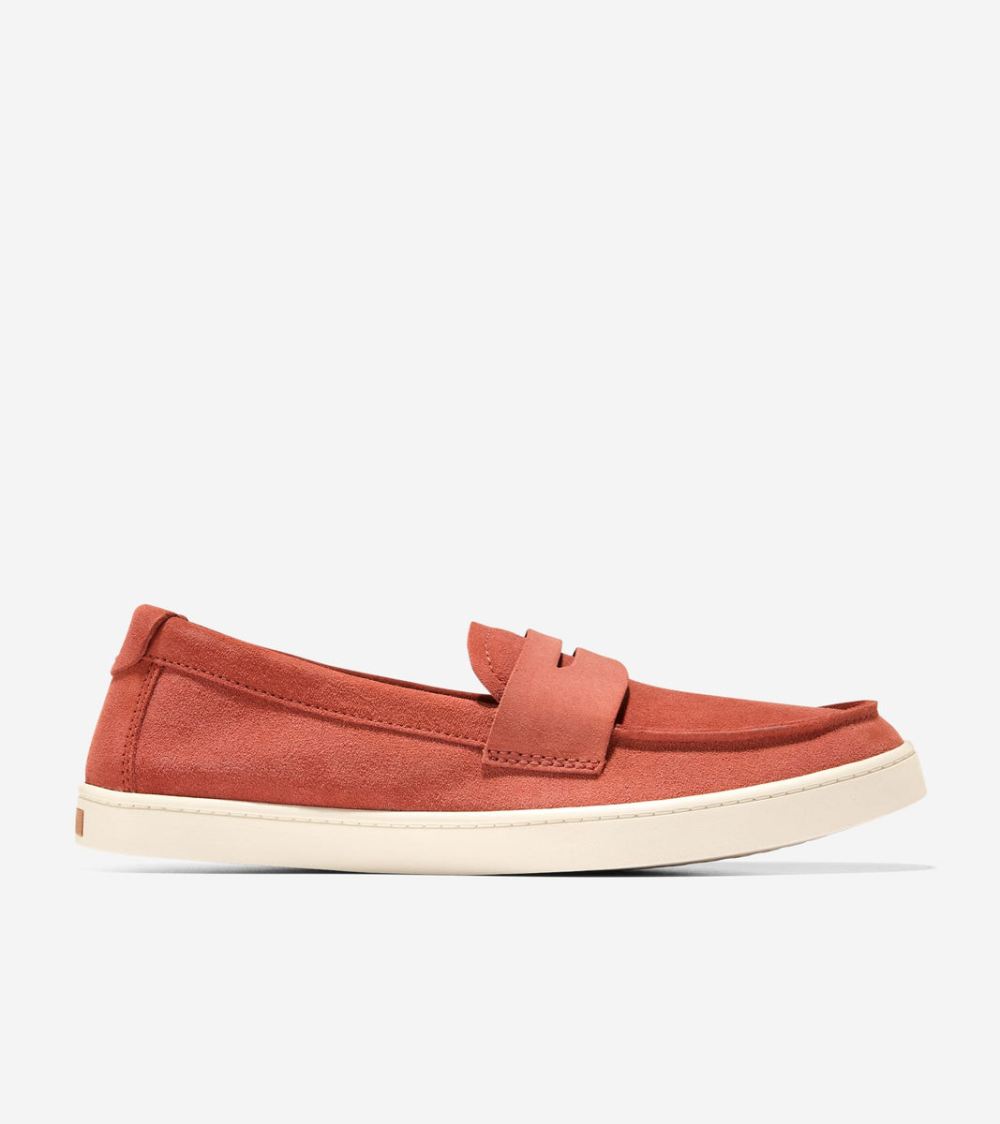Cole Haan Men's Pinch Weekender Penny Loafers - Redwood Suede-White Cap Gray | Canada Outlet
