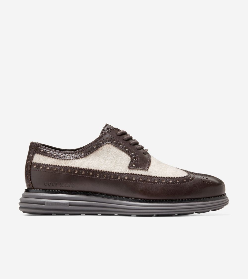 Cole Haan Men's OriginalGrand Longwing Oxford - Taupe-Dark Chocolate | Canada Outlet