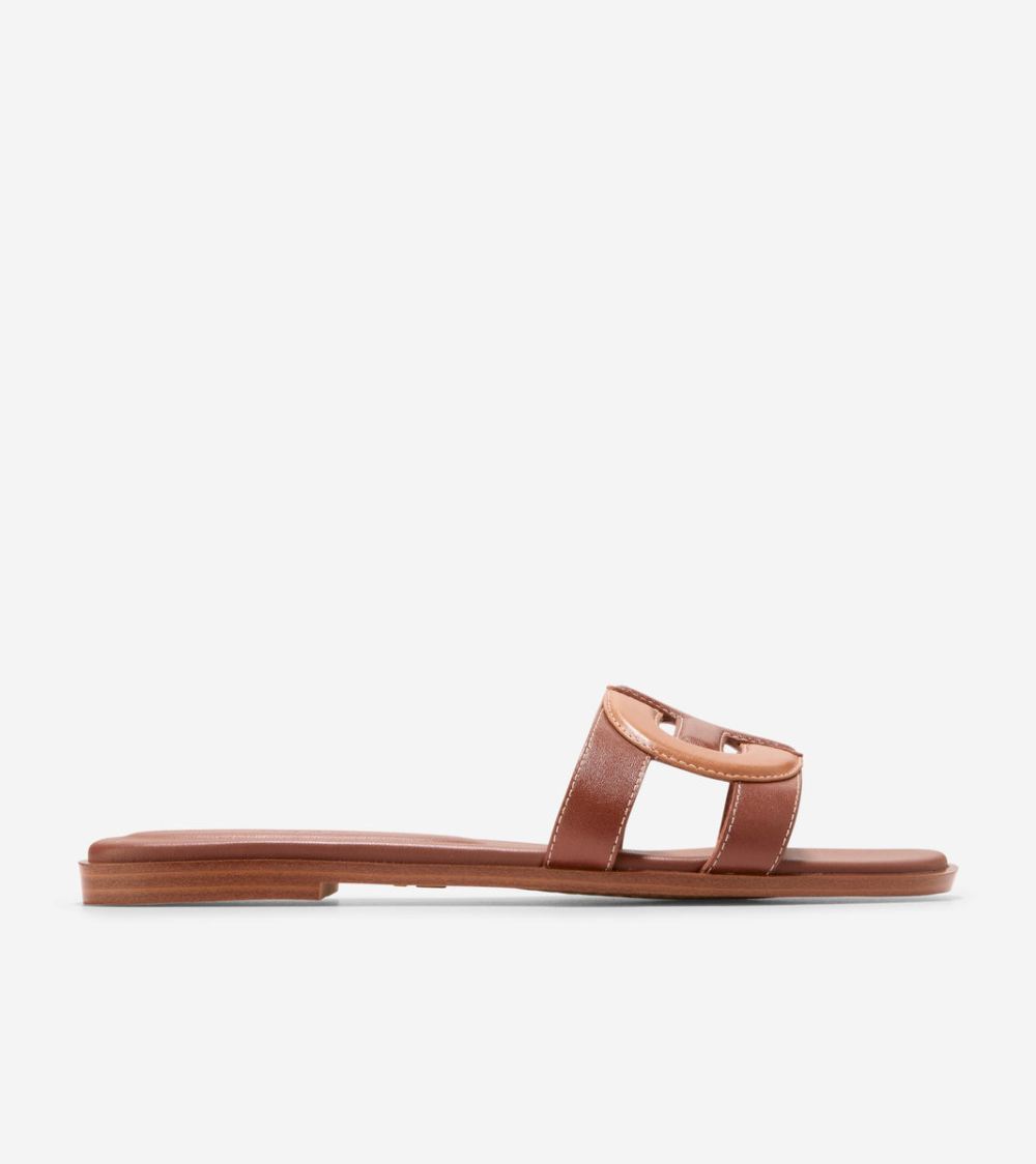 Cole Haan Women's Chrisee Slide Sandals - Dark Cuoio Brown-Pecan | Canada Outlet