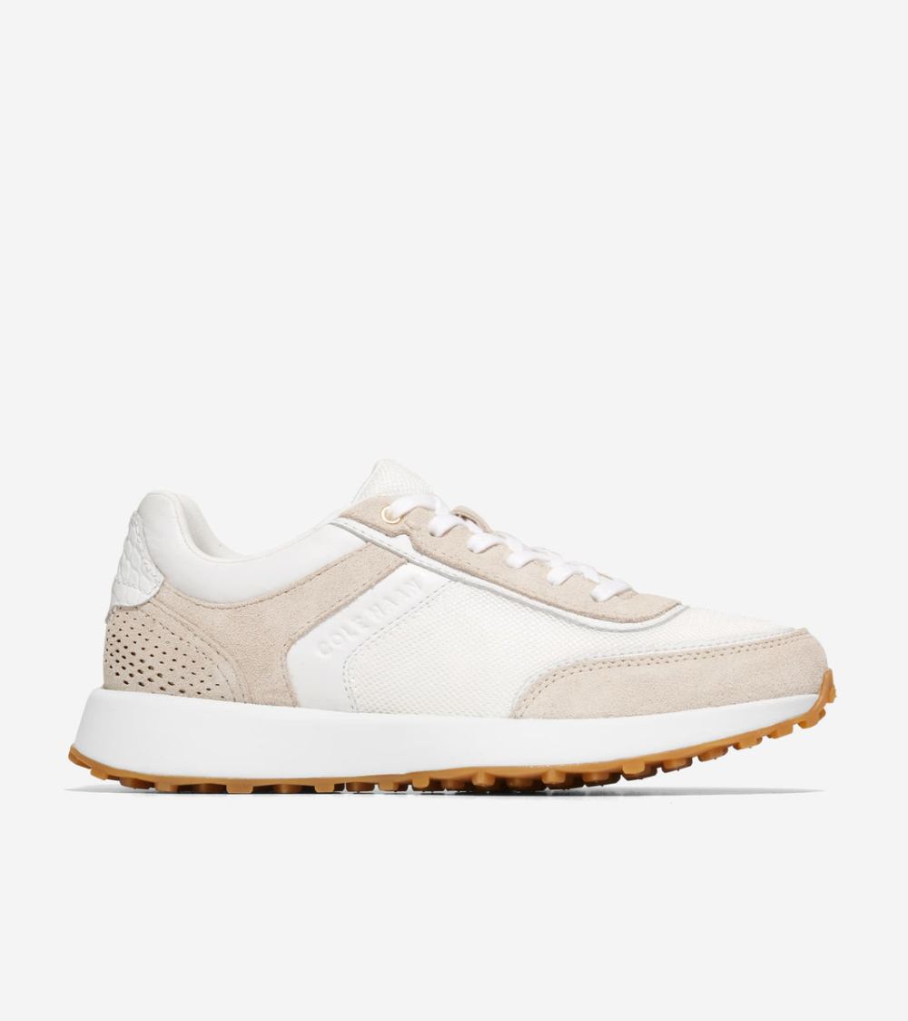 Cole Haan Women's GrandPro Wellesley Running Sneaker - Optic White-Nylon-Birch Suede | Canada Outlet