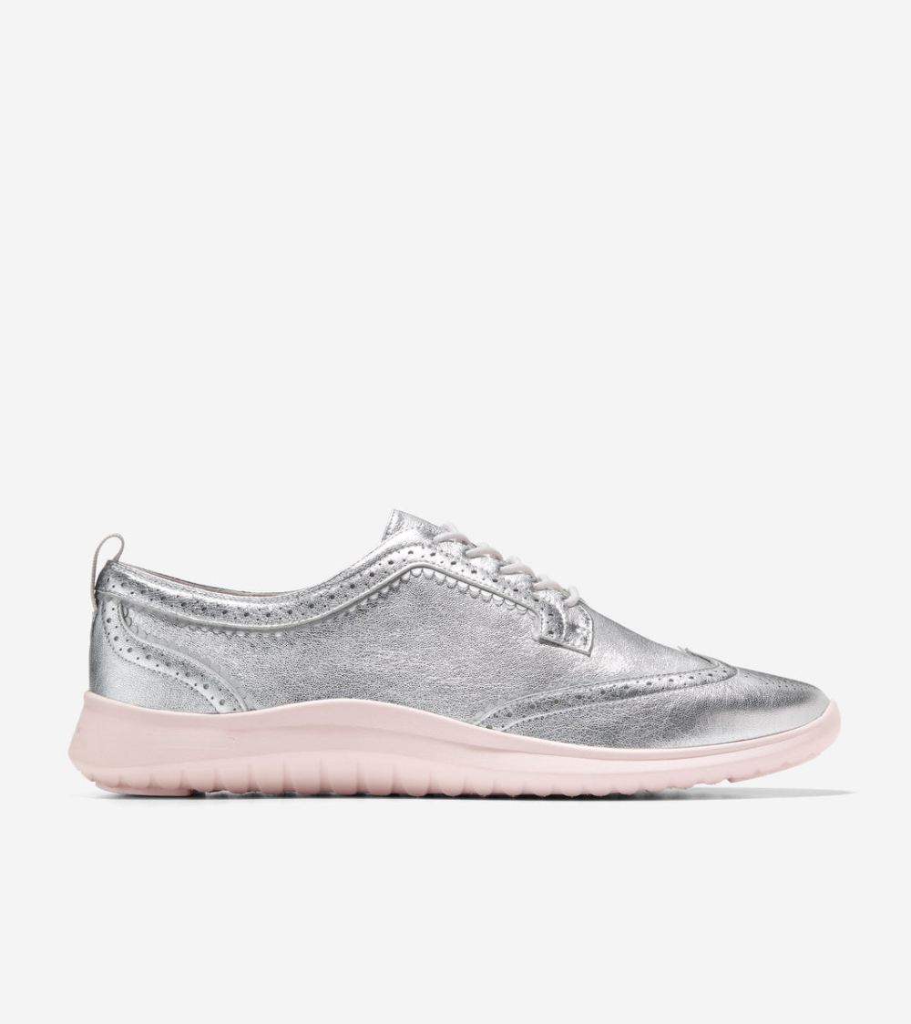 Cole Haan Women's ZEROGRAND Meritt Wingtip Oxfords - Silver Talca-Primrose Punk | Canada Outlet