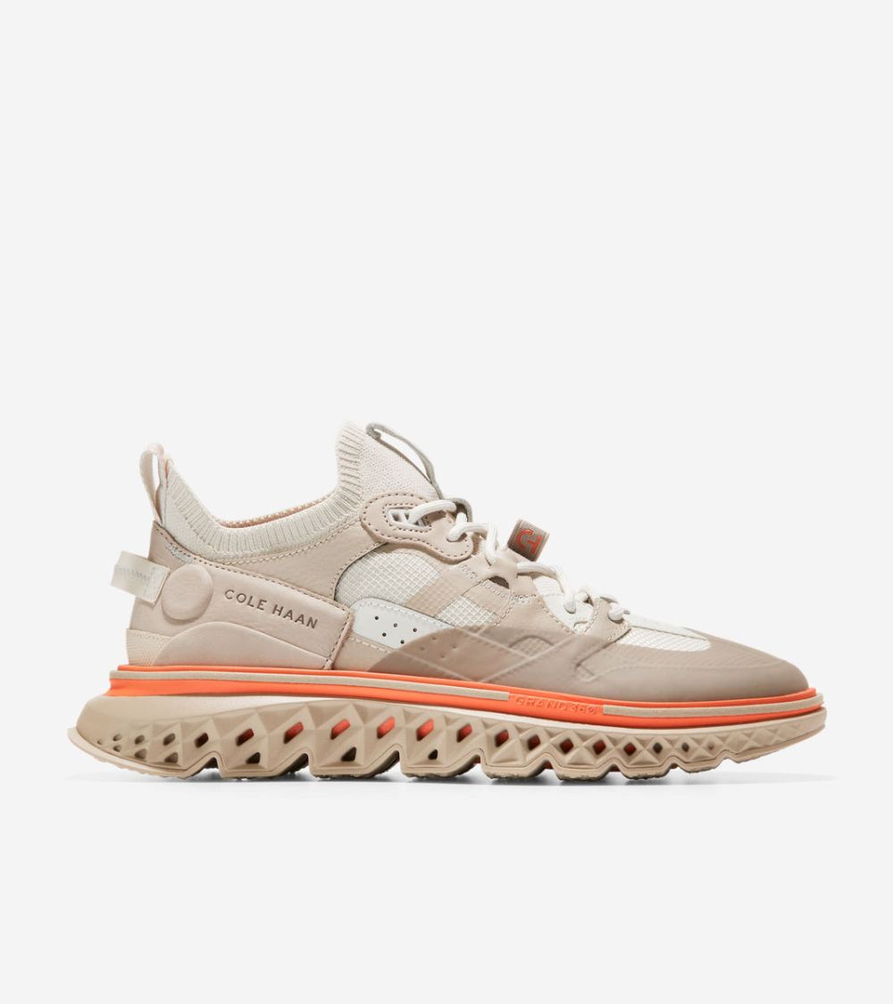Cole Haan Men's 5.ZEROGRAND WRK Sneakers - Silver Birch-Cobblestone-Scarlett Orange | Canada Outlet